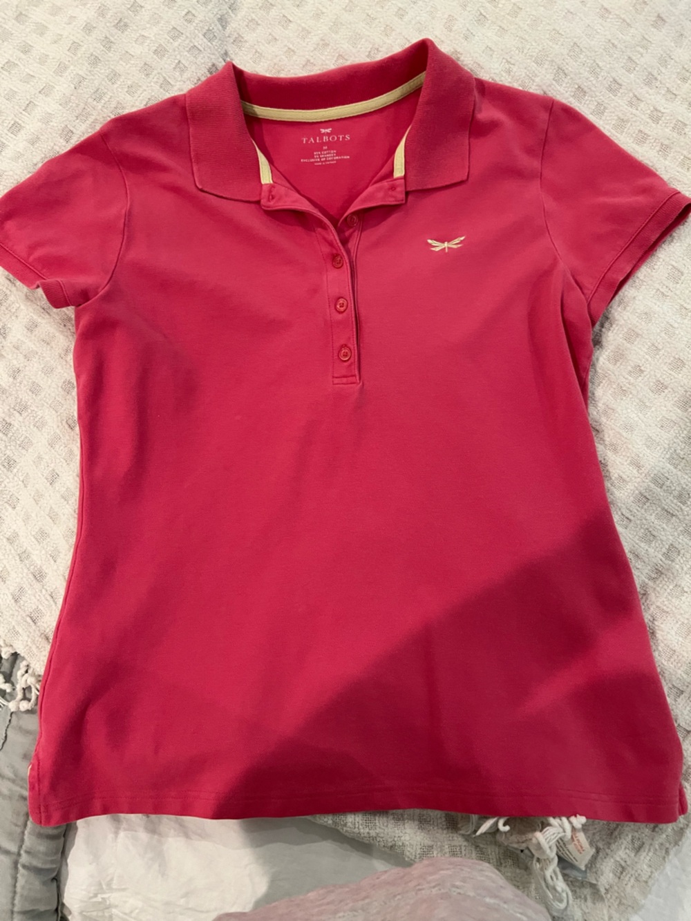 Talbots Hot Pink Polo Top with Contrasting Trim